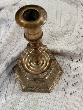 Vintage Ystad Metall Brass Hexagonal Decorative Candle Holder - Gold Finish